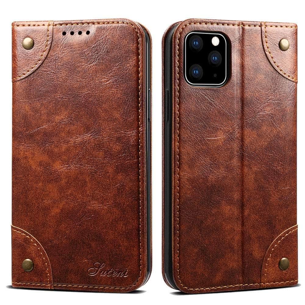 Casebuddy light brown / For Iphone 15 Plus Classic iPhone 15 Plus Wallet Flip Genuine Leather Case