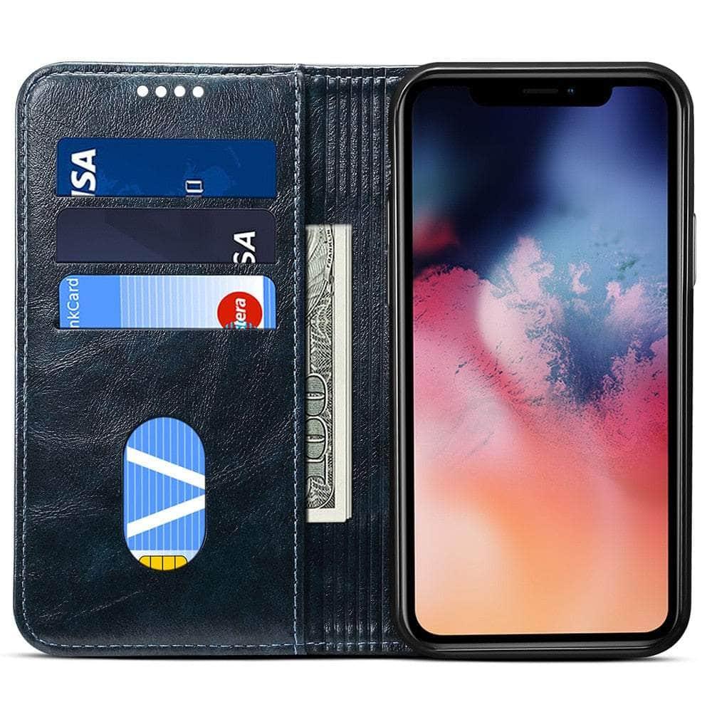 Casebuddy Classic iPhone 15 Pro Max Wallet Flip Genuine Leather Case
