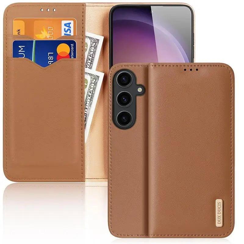 Casebuddy Brown / For Galaxy S24 Ultra DuxDucis Galaxy S24 Ultra Real Leather Wallet