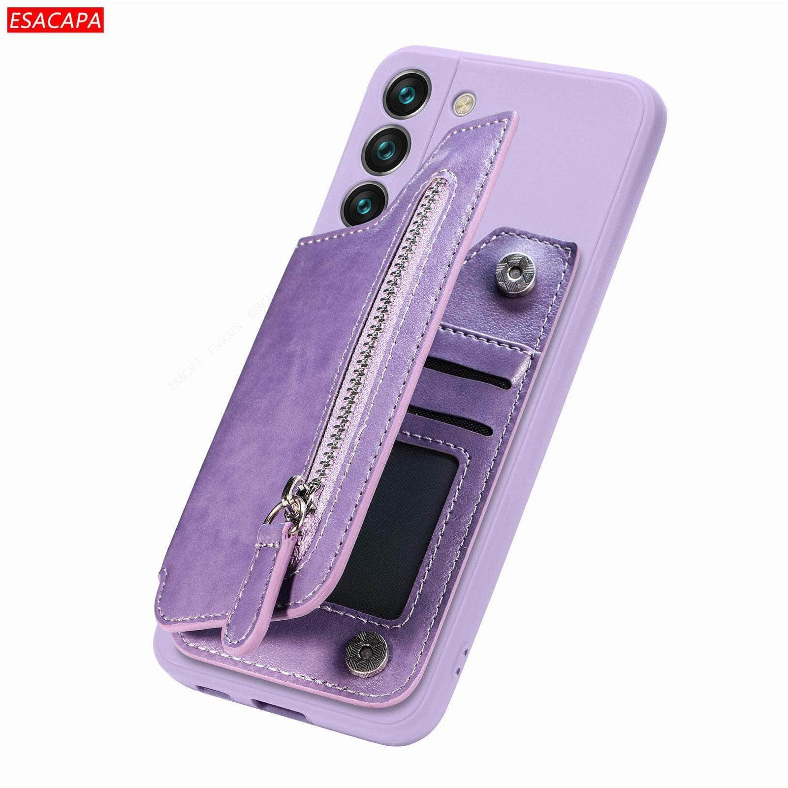 Casebuddy For Galaxy A34 / Purple Galaxy A34 5G Zipper Wallet Vegan Leather Case
