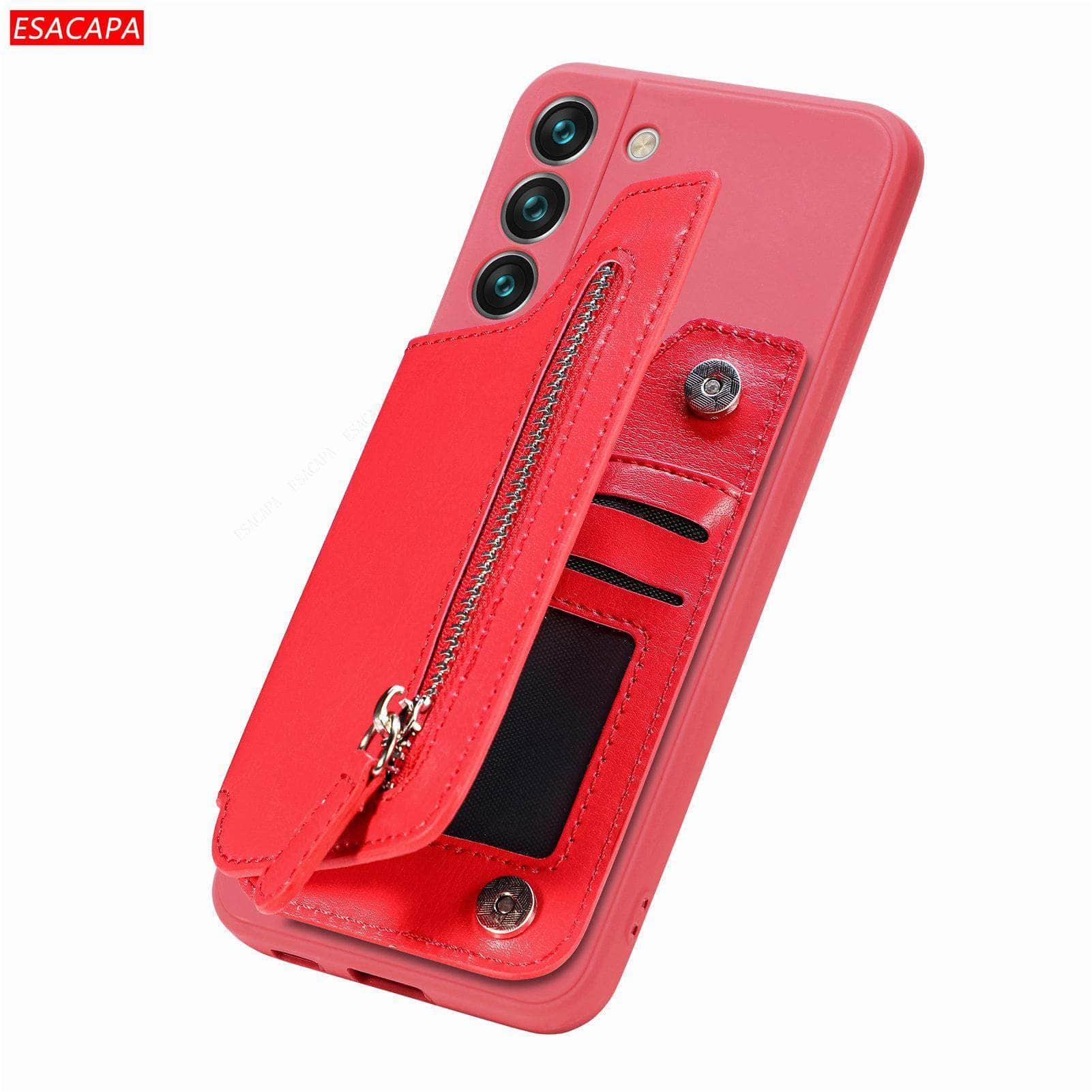 Casebuddy For Galaxy A54 / Red Galaxy A54 5G Zipper Wallet Vegan Leather Case