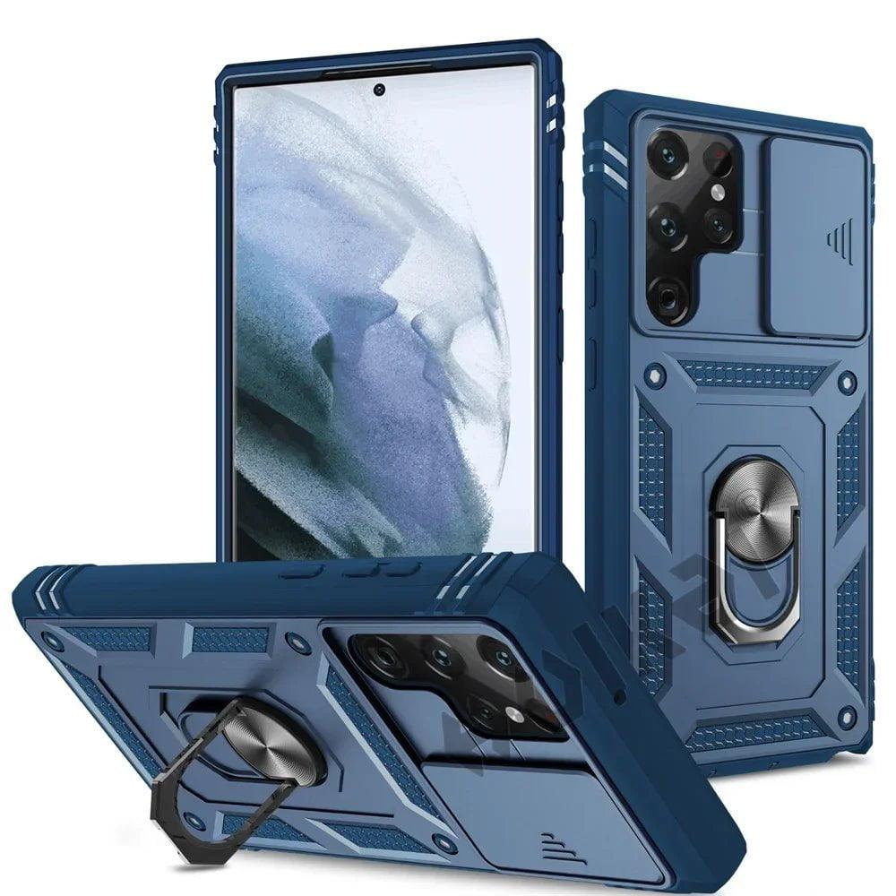 Casebuddy Blue / Samsung S24 Ultra Galaxy S24 Ultra Heavy Duty Ring Kickstand Cover