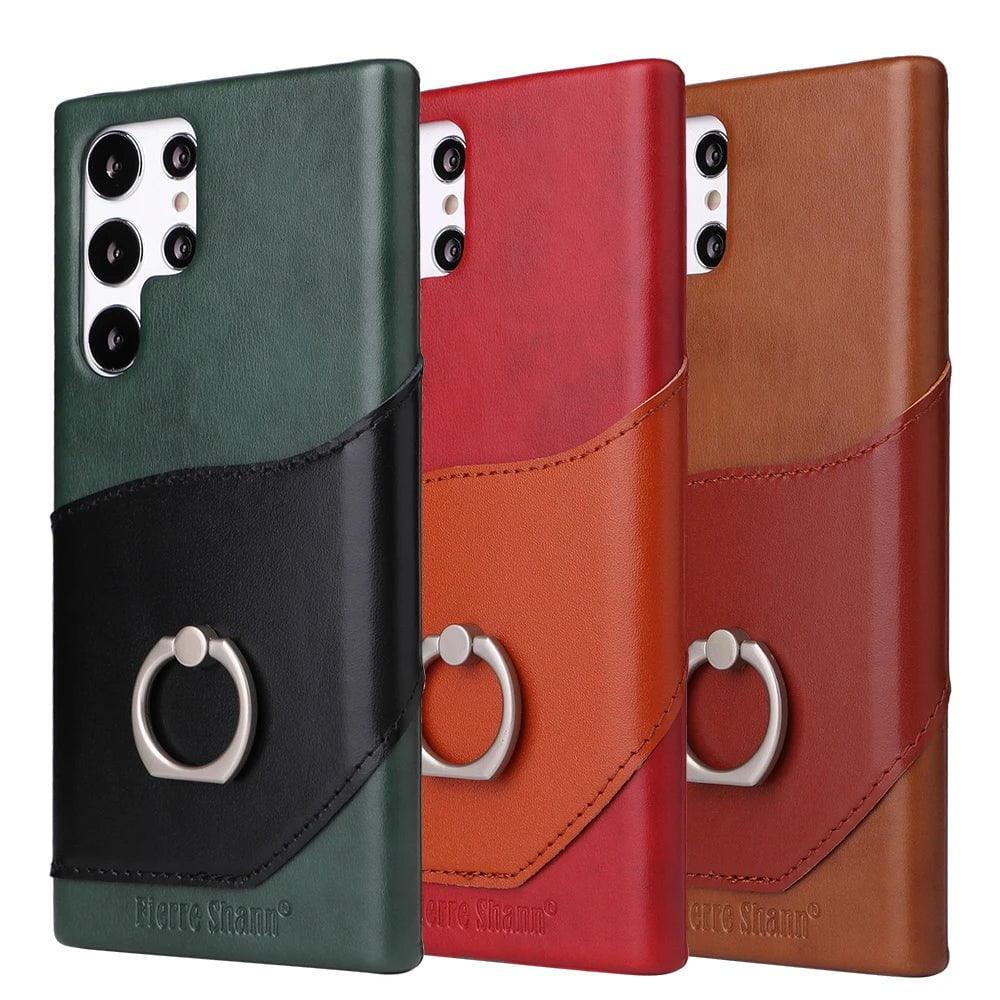 Casebuddy Galaxy S24 Ultra Real Genuine Leather Ring Cover