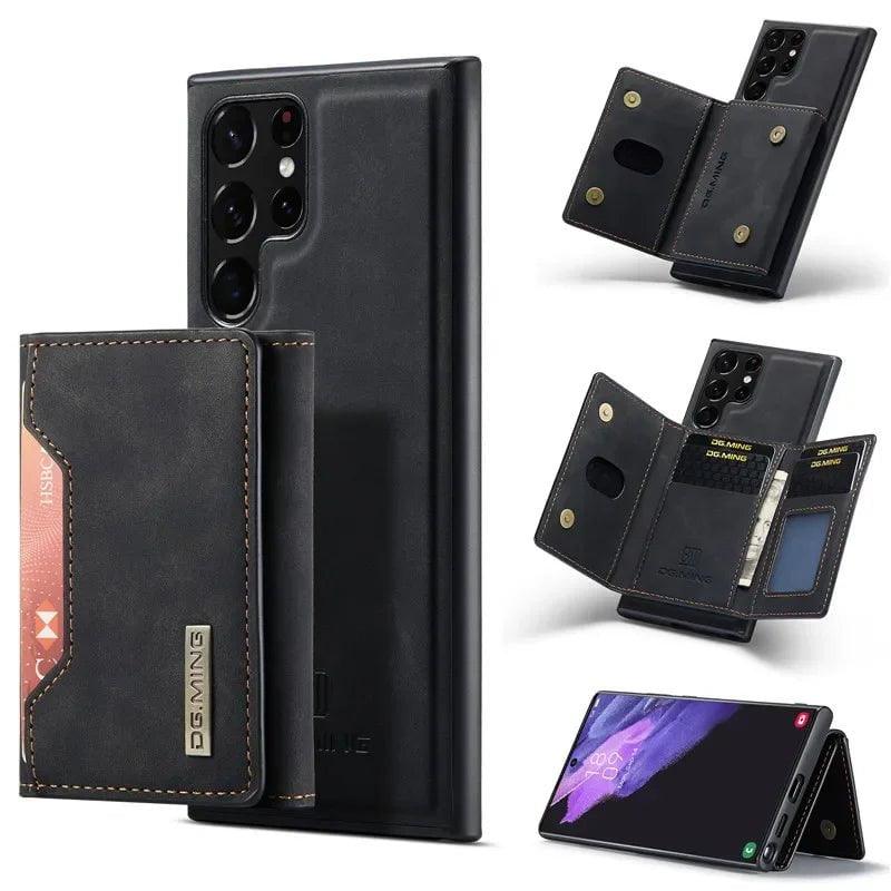 Casebuddy black / Samsung S24 Ultra Galaxy S24 Ultra Retro Flip Vegan Leather Case