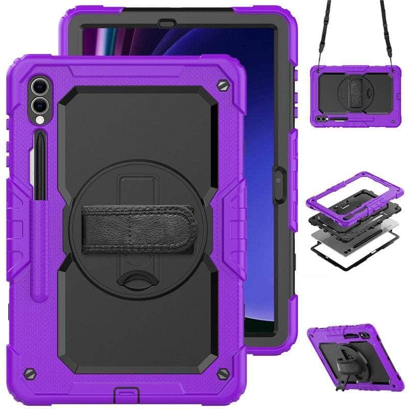 Casebuddy BK-PUR / S9 Plus 12.4 inch Galaxy Tab S9 Plus Shockproof Shoulder Strap Case