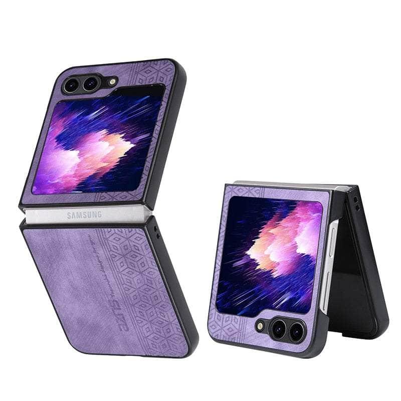 Casebuddy Purple / For Galaxy Z Flip 5 Galaxy Z Flip 5 Shockproof Protective Leather Cover