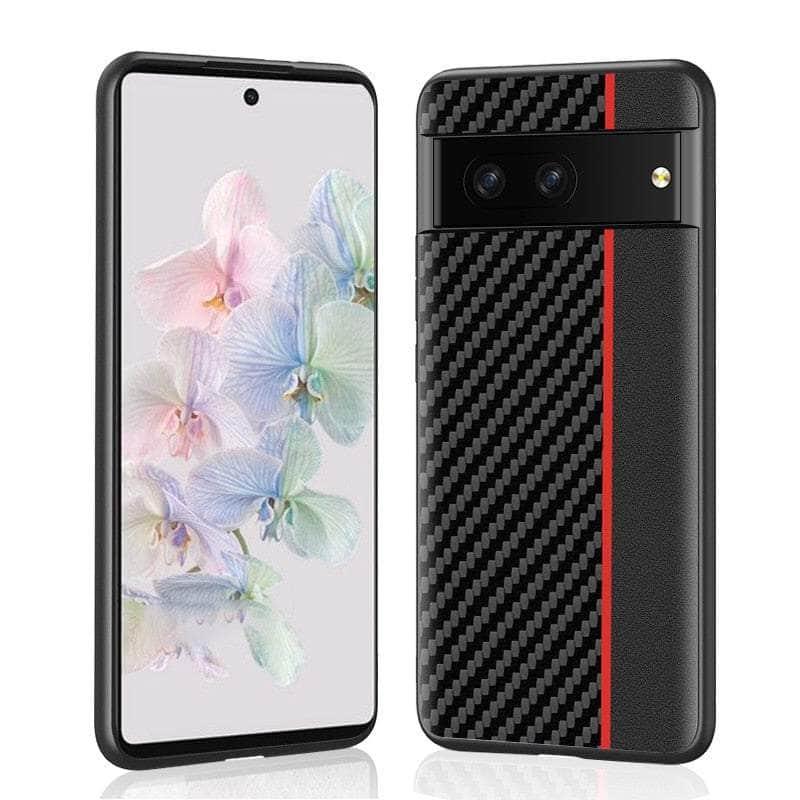 Casebuddy Red / for Pixel 8 Pro Google Pixel 8 Pro Carbon Fiber Vegan Leather Case