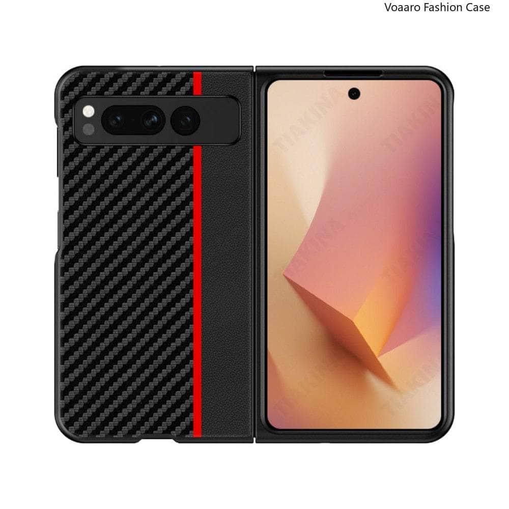 Casebuddy Red / for Pixel Fold Google Pixel Fold Thin Carbon Texture Case