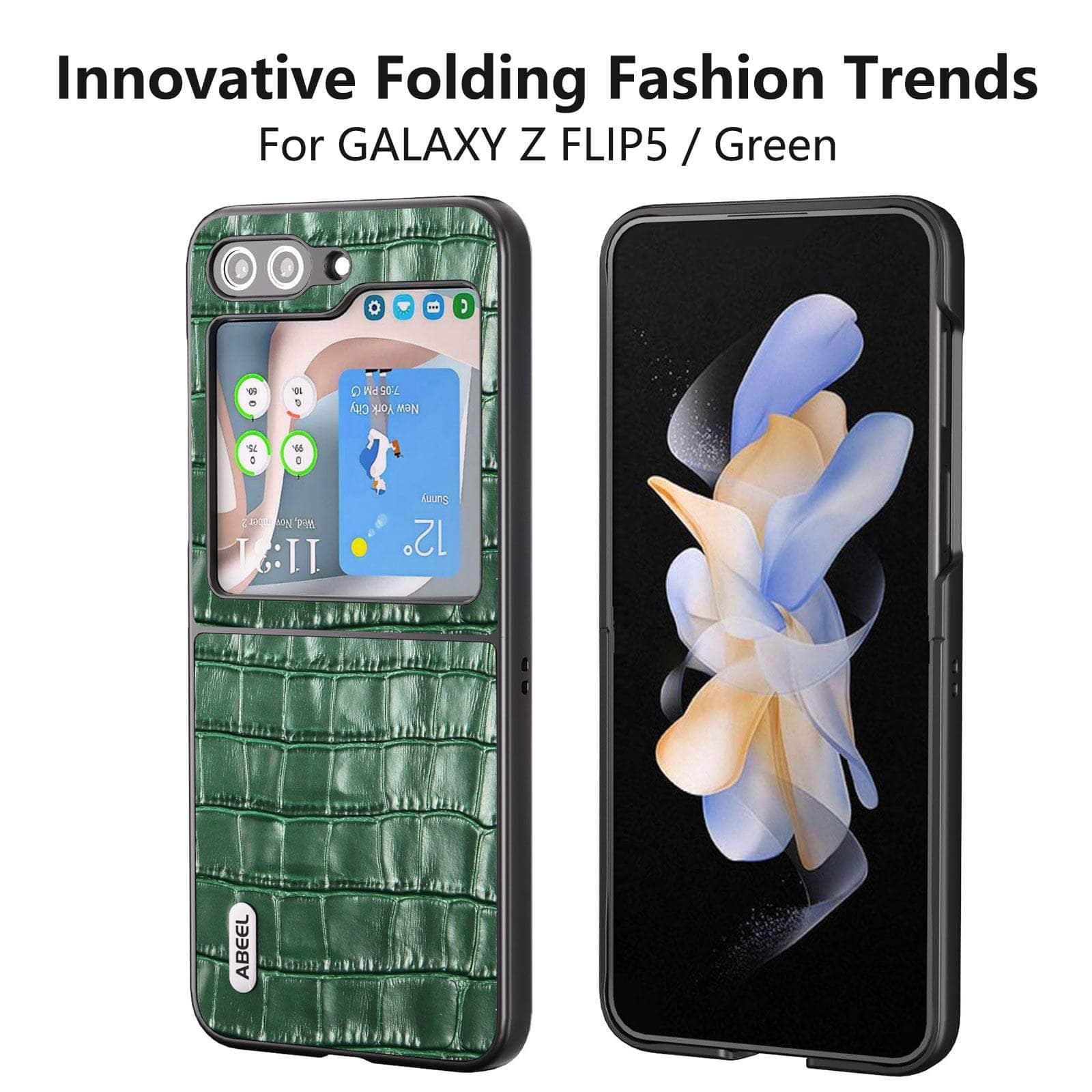 Casebuddy Green / For Z Flip 5 Luxury Alligator Pattern Galaxy Z Flip 5 Case