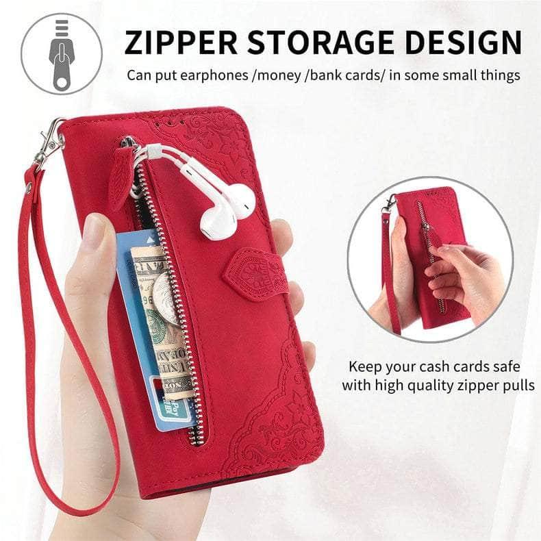 Casebuddy Luxury Zipper Leather Card Book Galaxy A24 Etui