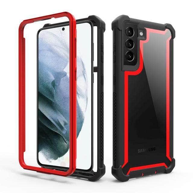 CaseBuddy Australia Casebuddy For Galaxy S21 Ultra / Red Black Case Galaxy Protection PC+TPU Clear Case Shockproof Sturdy