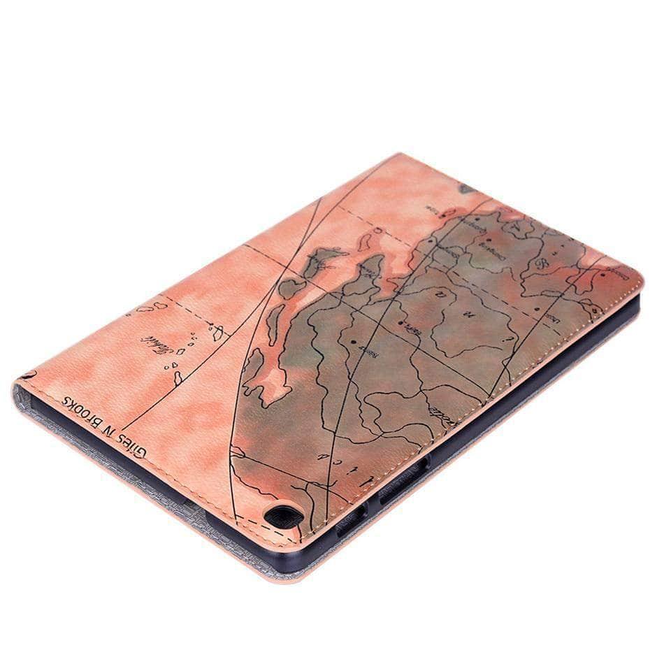 Galaxy Tab A 8.0 2019 SM-T290 T295 Map Pattern PU Leather Card Slot Stand Shell - CaseBuddy