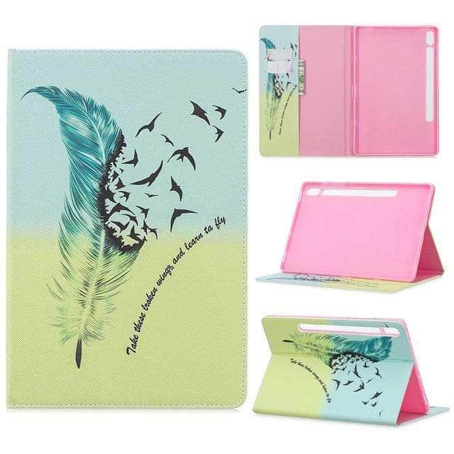 CaseBuddy Australia Casebuddy Feather bird Galaxy Tab S7 11 T870 T875 Slim Shockproof Stand Case