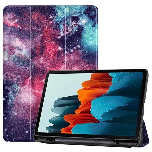 Galaxy Tab S7 T870 T875 Pencil Holder Soft TPU Back Shell Magnetic Smart Case - CaseBuddy