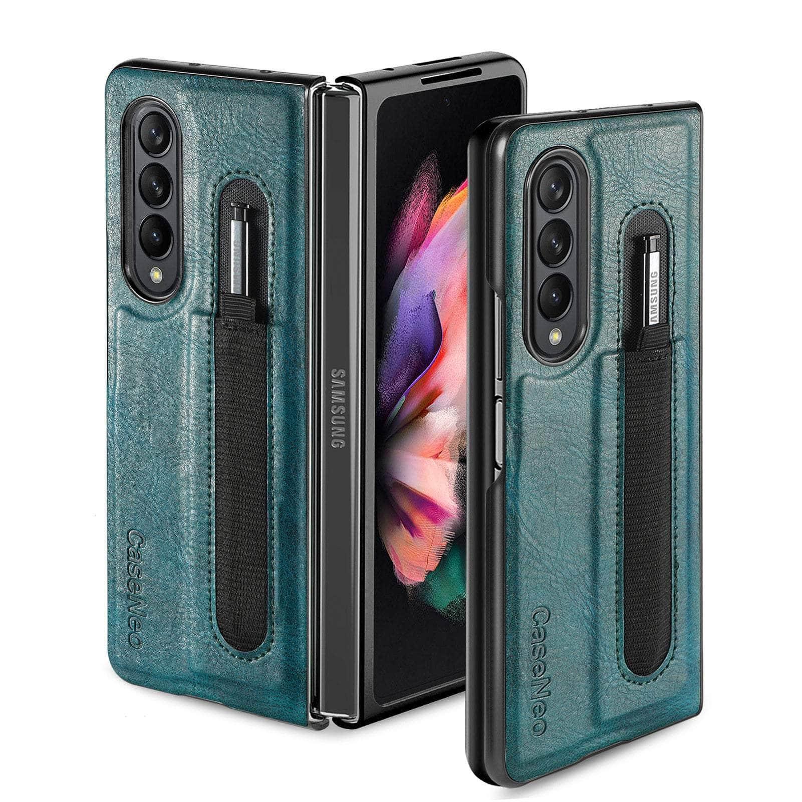 Casebuddy Galaxy Z Fold 4 Slim Thin Pen Holder Leather Case