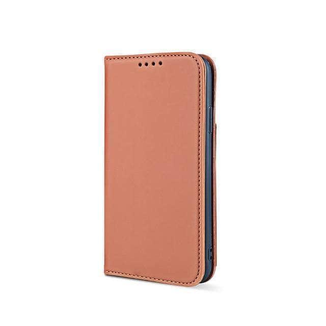 CaseBuddy Australia Casebuddy iphone 12 / Brown iPhone 12 11 Mini Pro Max Flip Case Thin Magnetic Card Holder