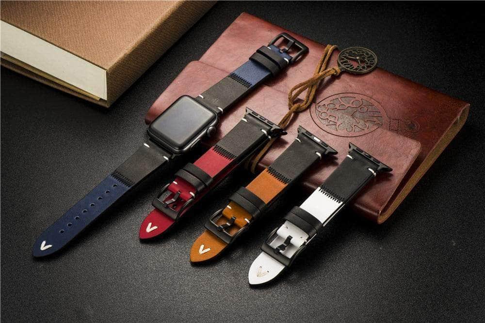 Leather Strap Apple Watch 6 5 4 3 SE 44/42/40/38 Two-Color - CaseBuddy
