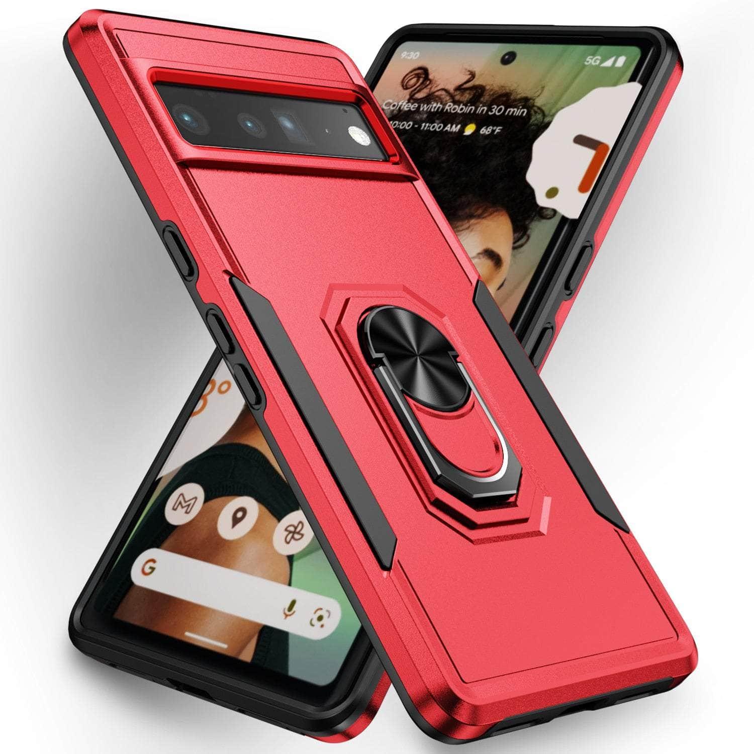 Casebuddy red black / for Pixel 6 Pro Ring Bracket Heavy Duty Pixel 6 Pro Case
