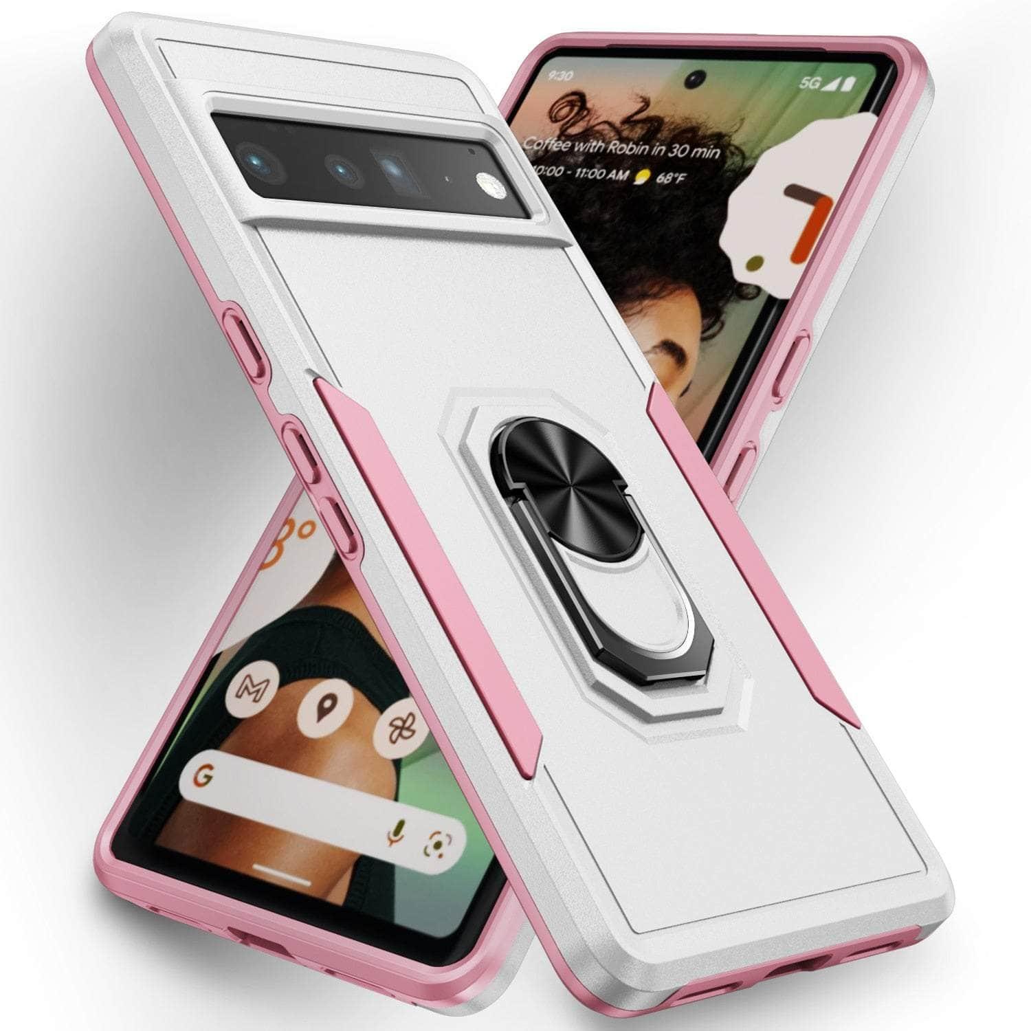 Casebuddy white pink / for Pixel 6 Pro Ring Bracket Heavy Duty Pixel 6 Pro Case