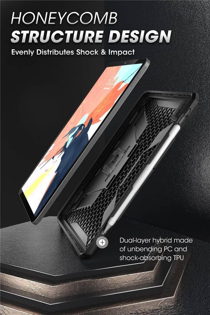 CaseBuddy Australia Casebuddy Black SUPCASE iPad Pro 12.9 Case 2021 UB Full-Body Rugged Rubber Kickstand Cover