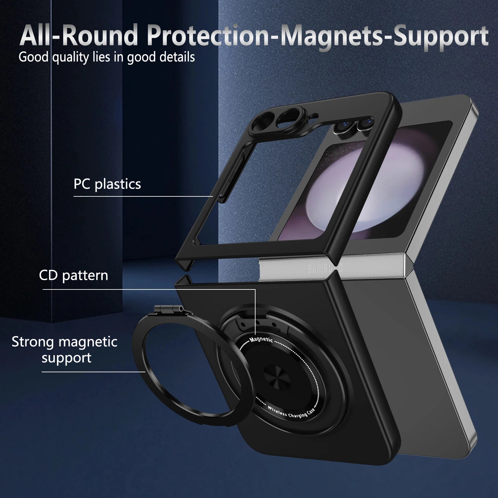 Galaxy Flip 6 Kickstand Ring Folding Case