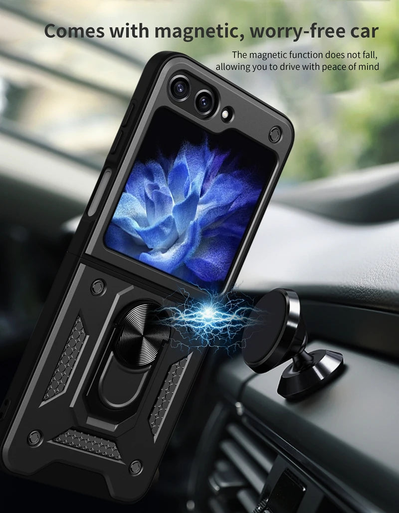 Galaxy Z Flip 6 Car Magnetic Ring Holder Armor Case