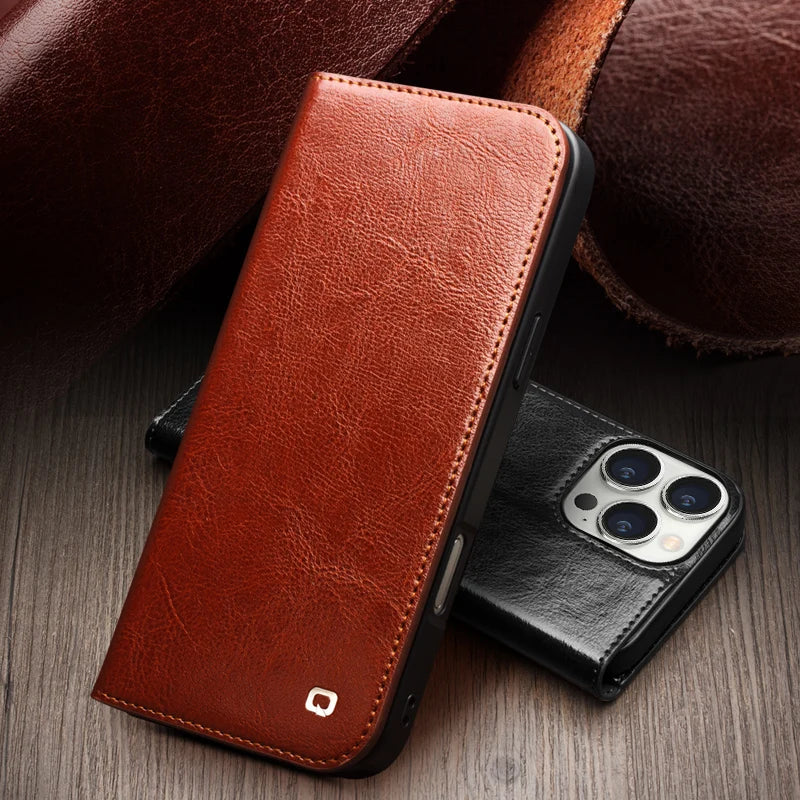 QIALINO iPhone 16 Genuine Leather Case