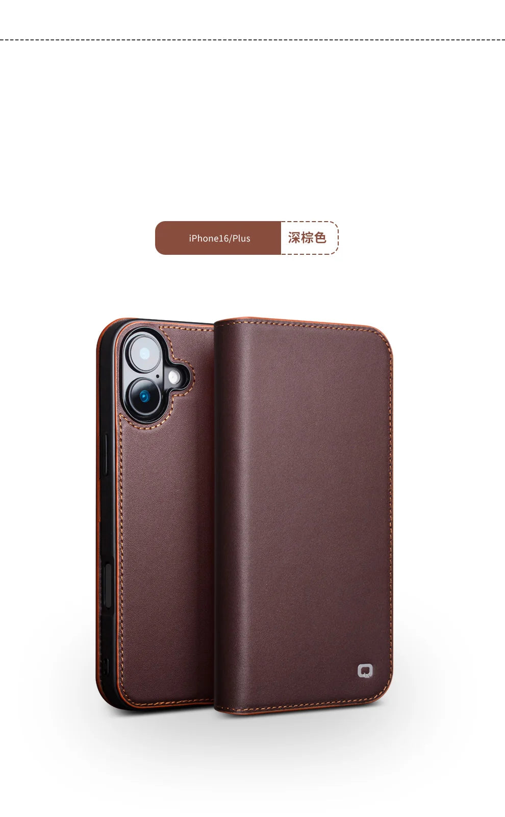 QIALINO Handmade iPhone 16 Plus Genuine Leather Wallet