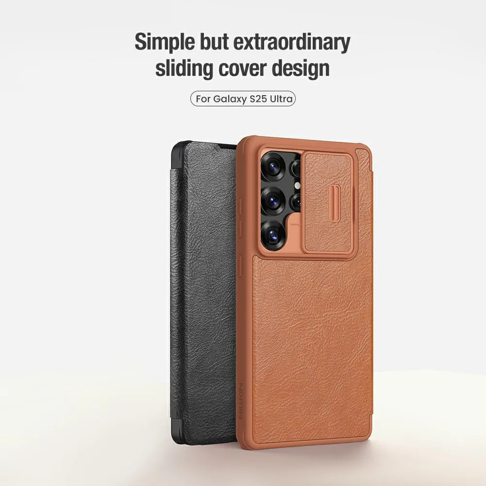 Galaxy S25 NILLKIN Leather Lens Cover Case