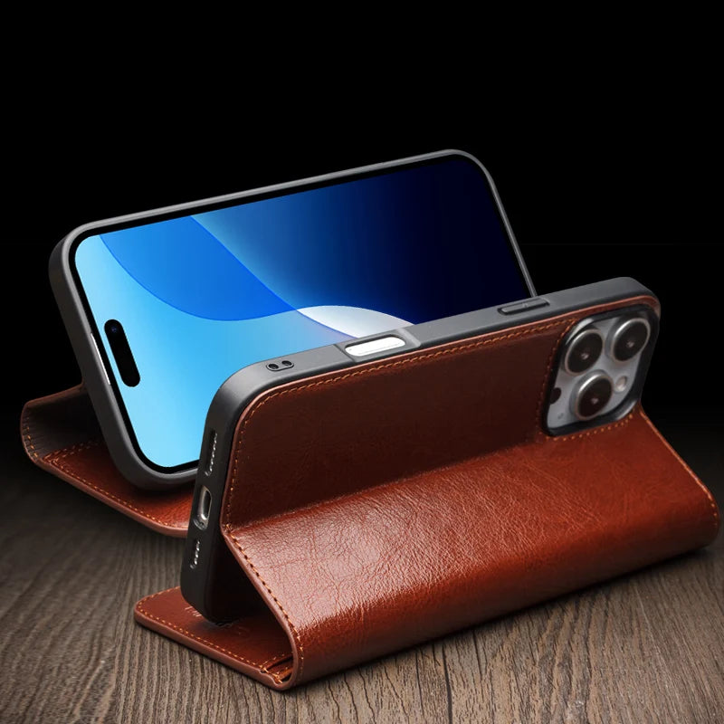 QIALINO iPhone 16 Pro Genuine Leather Case