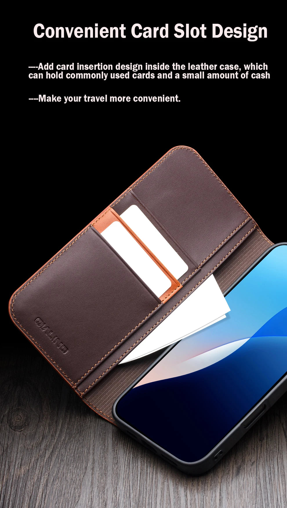 QIALINO Genuine Leather iPhone 17 Pro Max Handmade Case