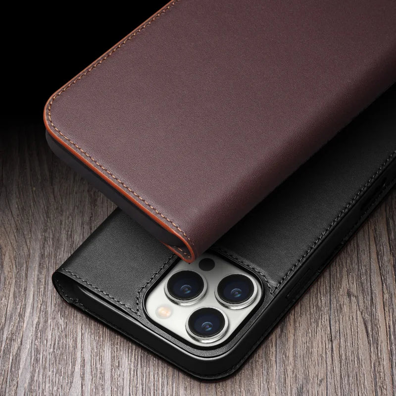 QIALINO Handmade iPhone 16 Pro Genuine Leather Wallet