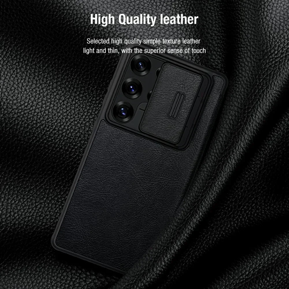 Galaxy S25 Plus NILLKIN Leather Lens Cover Case