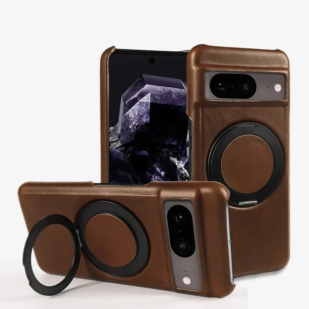 Google Pixel 9 Luxury 360° Rotating Magnetic Leather Case