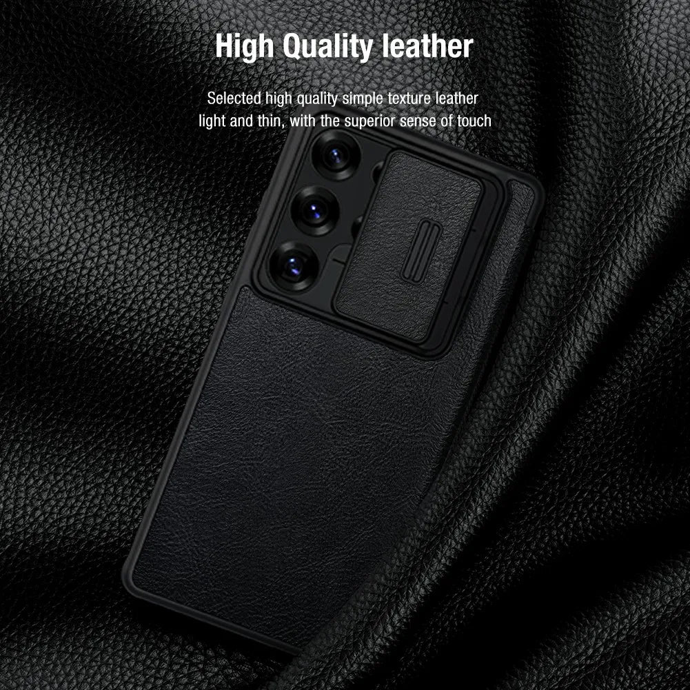 Galaxy S25 NILLKIN Leather Lens Cover Case