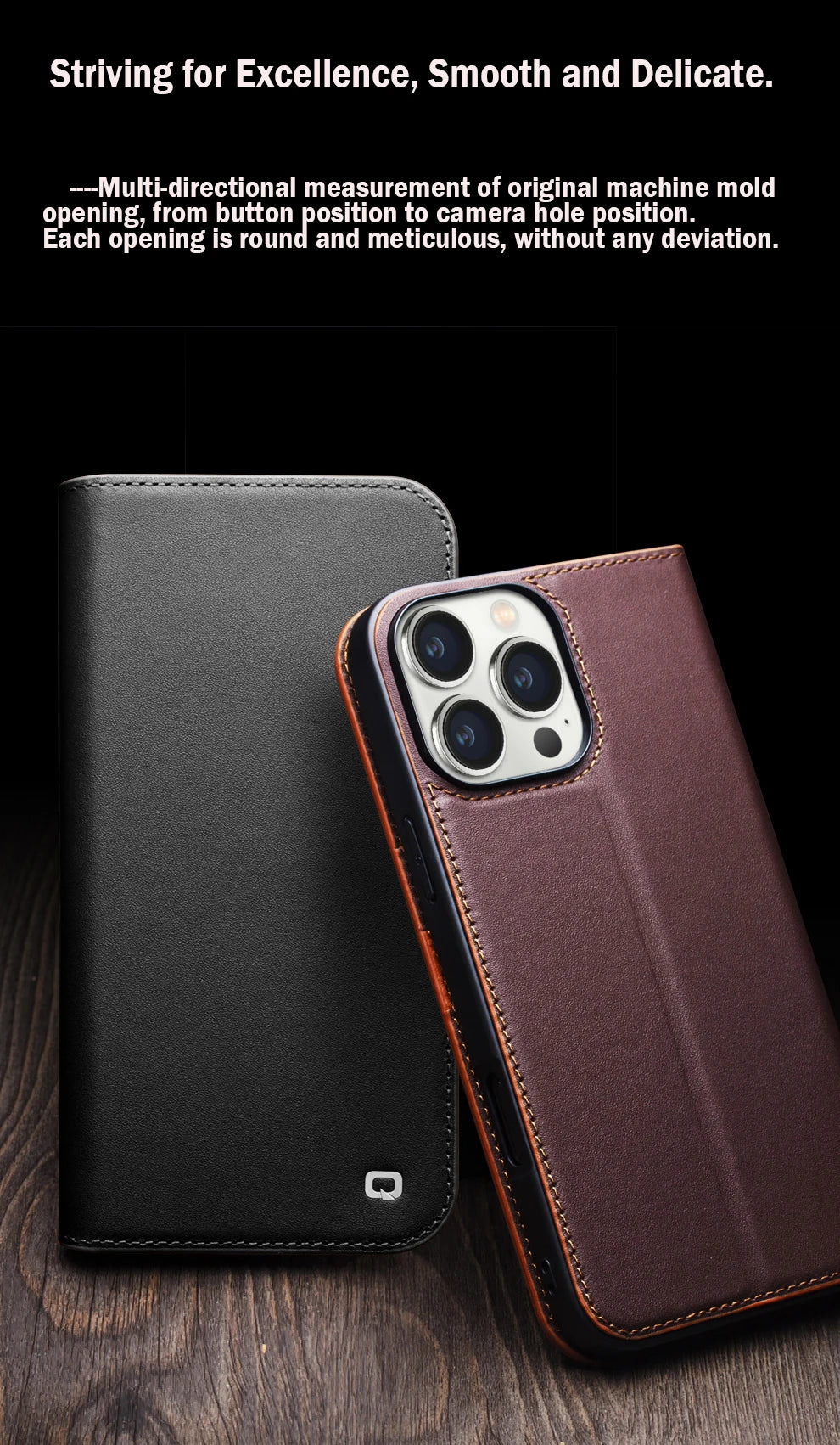 QIALINO Genuine Leather iPhone 17 Handmade Case