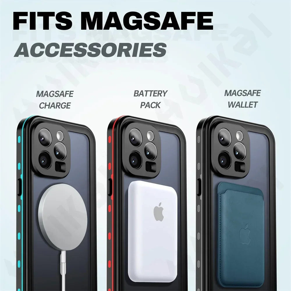 iPhone 16 Pro Max IP68 Protective Waterproof Magnetic Case