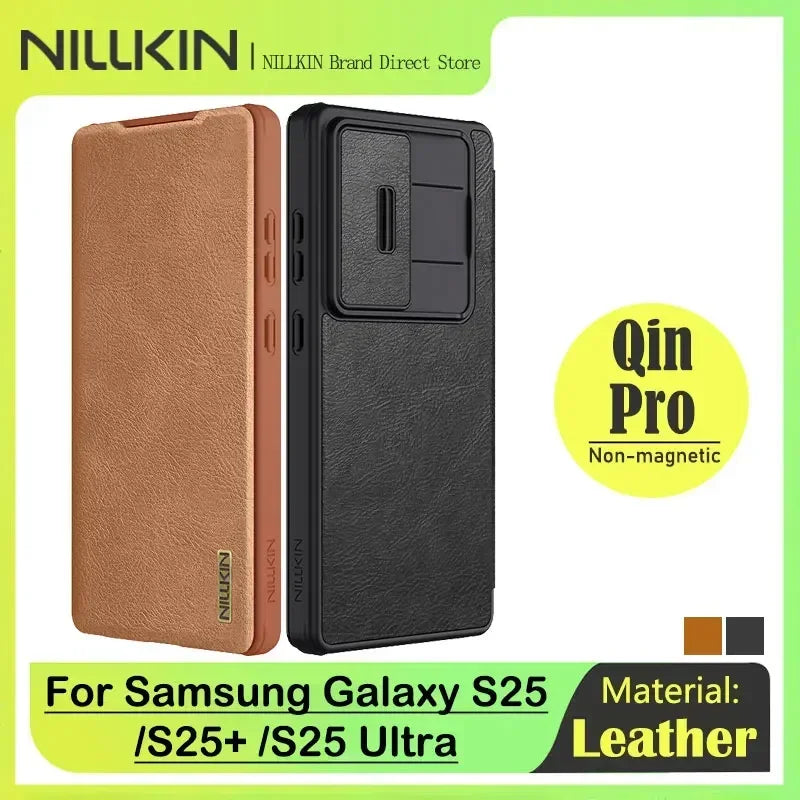 Galaxy S25 NILLKIN Leather Lens Cover Case