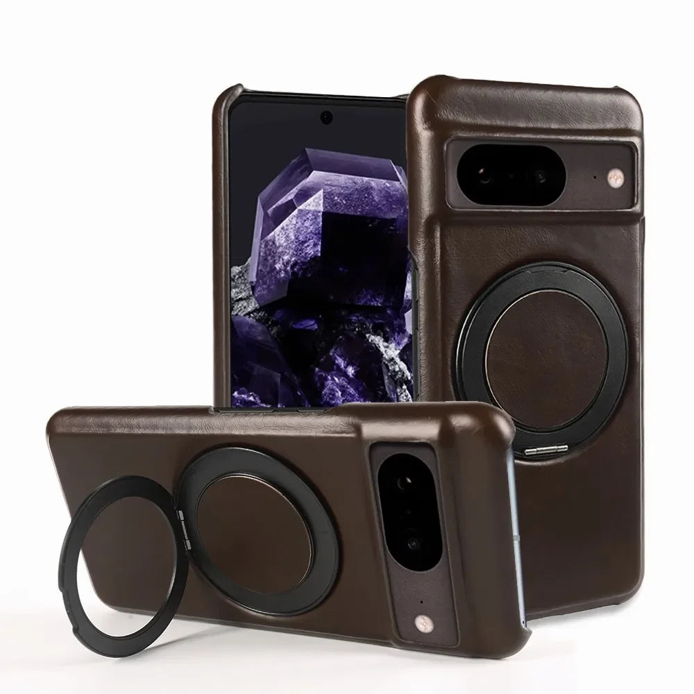 Google Pixel 9 Luxury 360° Rotating Magnetic Leather Case