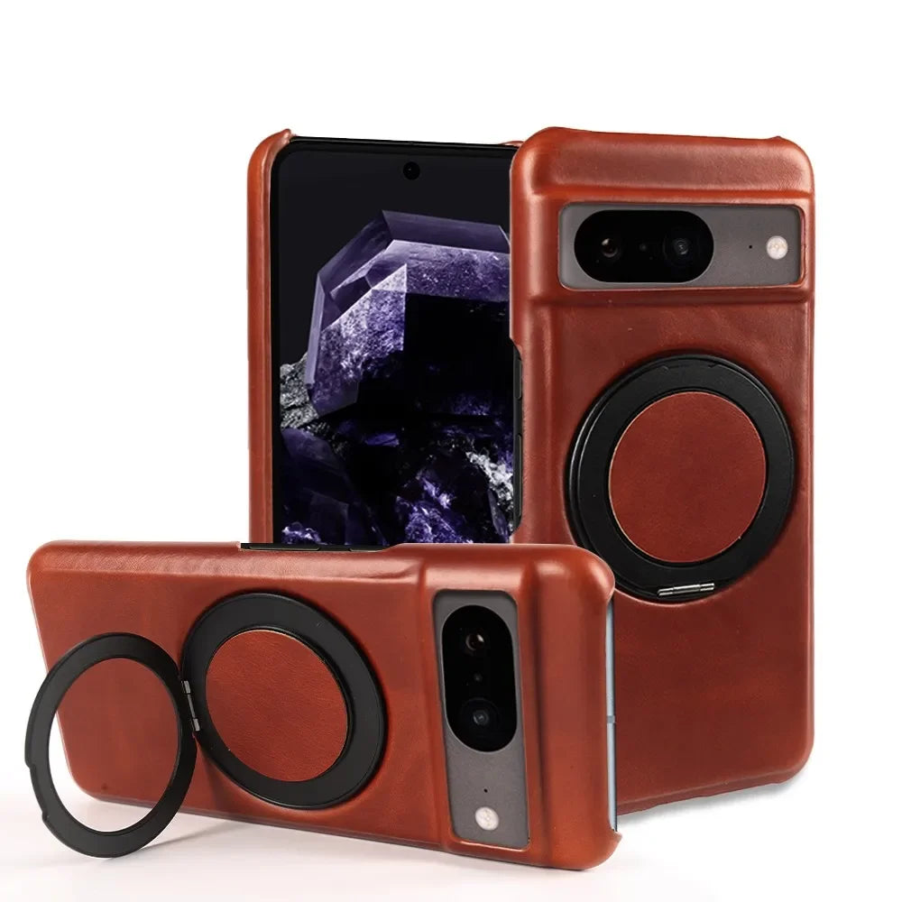 Google Pixel 9 Luxury 360° Rotating Magnetic Leather Case