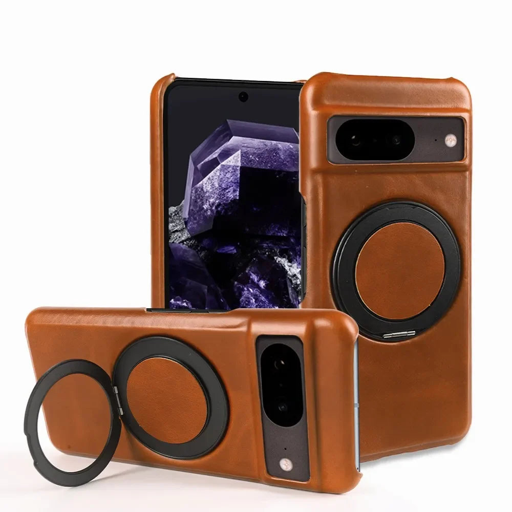 Google Pixel 9 Luxury 360° Rotating Magnetic Leather Case