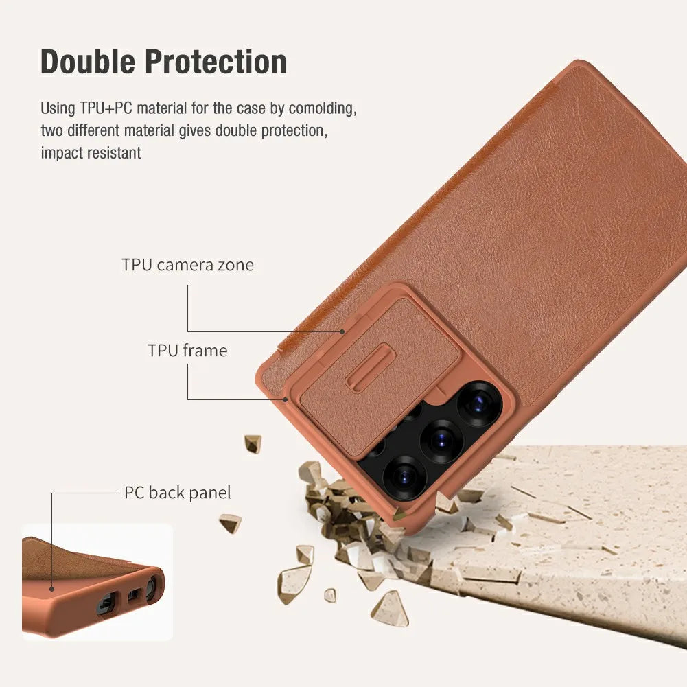 Galaxy S25 NILLKIN Leather Lens Cover Case