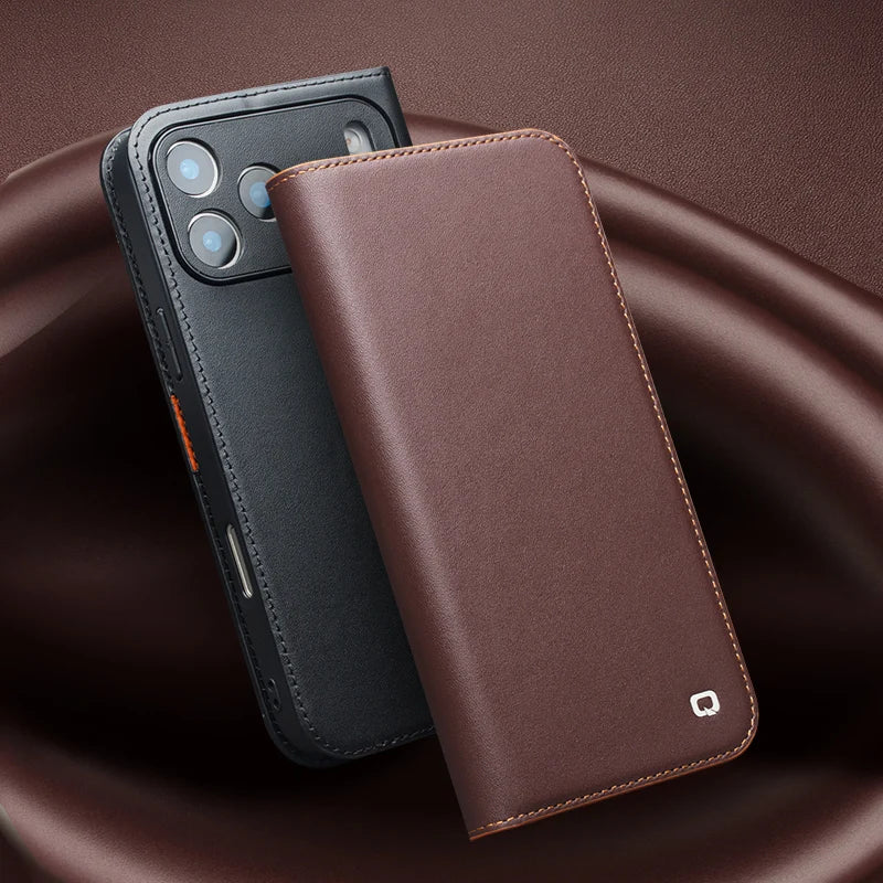 QIALINO Genuine Leather iPhone 17 Handmade Case