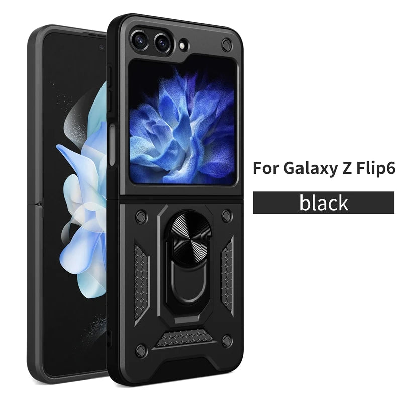 Galaxy Z Flip 6 Car Magnetic Ring Holder Armor Case