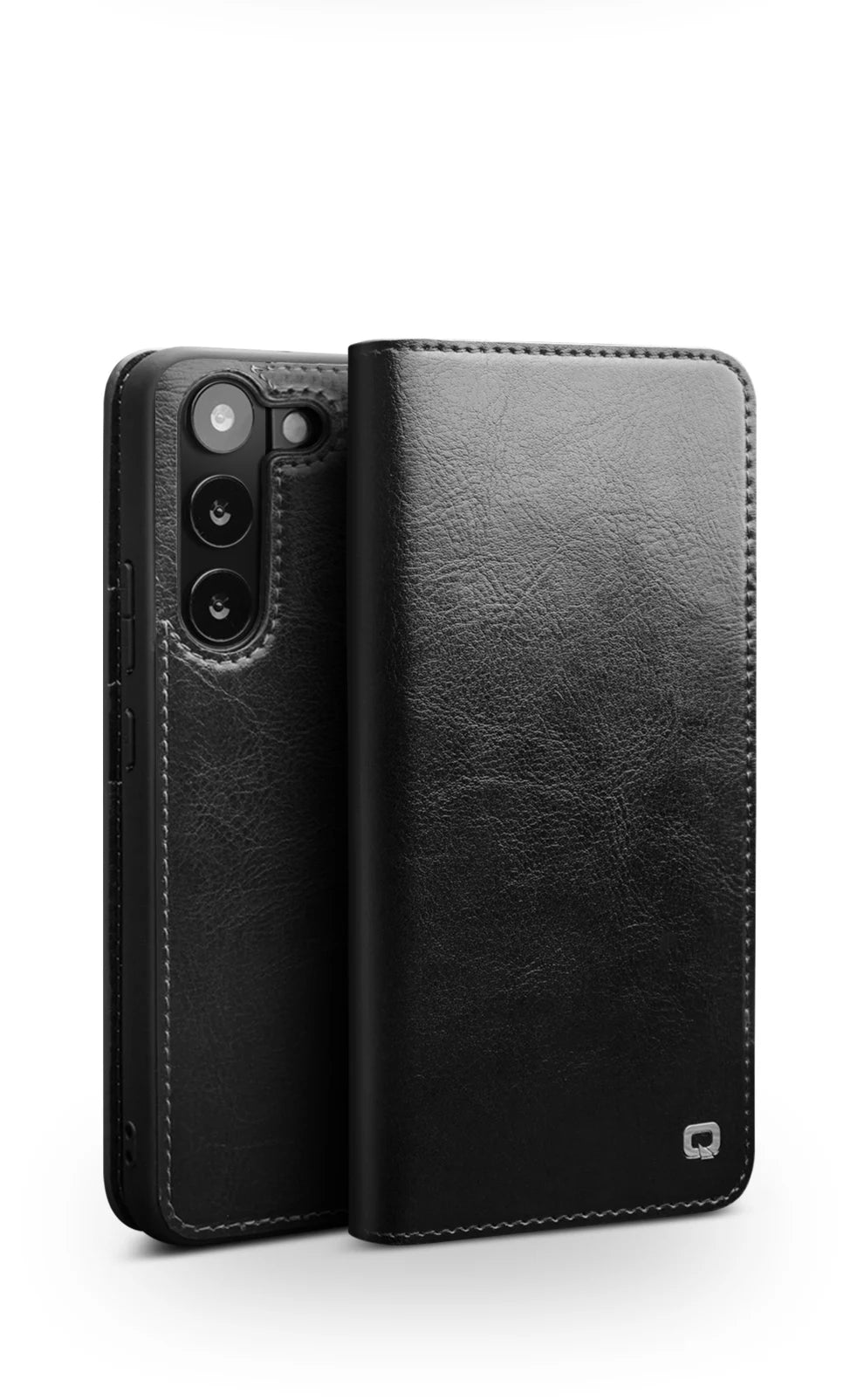 Galaxy S25 Plus Qialino Glossy Genuine Leather Card Slots Retro Wallet