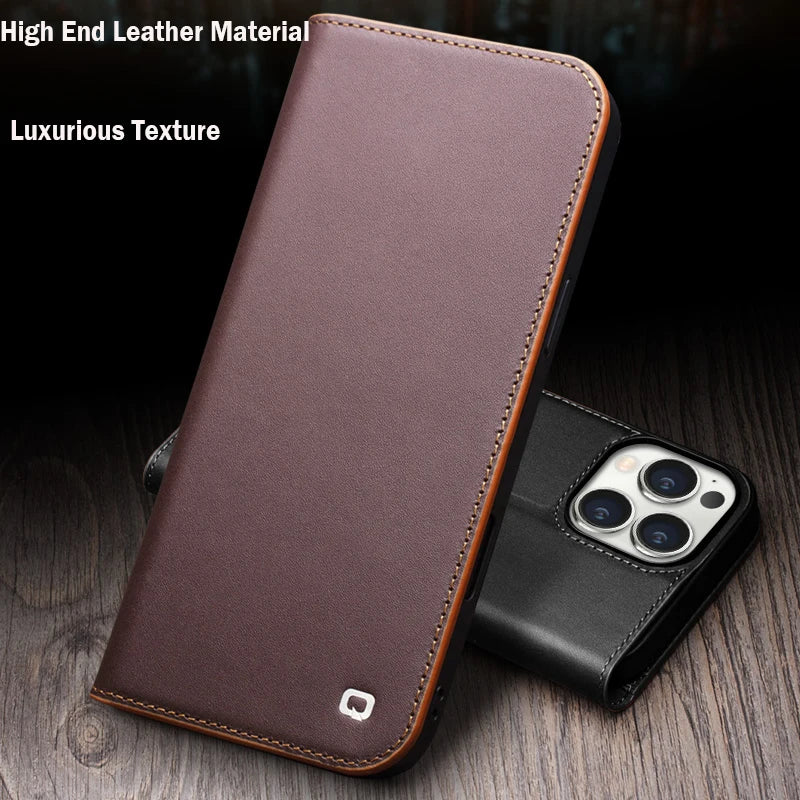 QIALINO Genuine Leather iPhone 17 Handmade Case