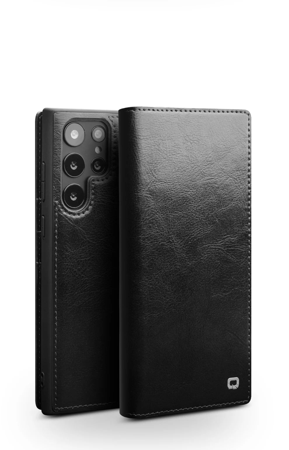 Galaxy S25 Plus Qialino Glossy Genuine Leather Card Slots Retro Wallet