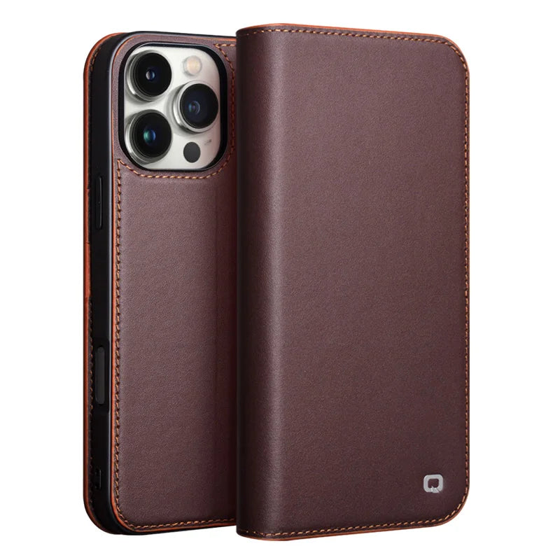 QIALINO Genuine Leather iPhone 17 Handmade Case
