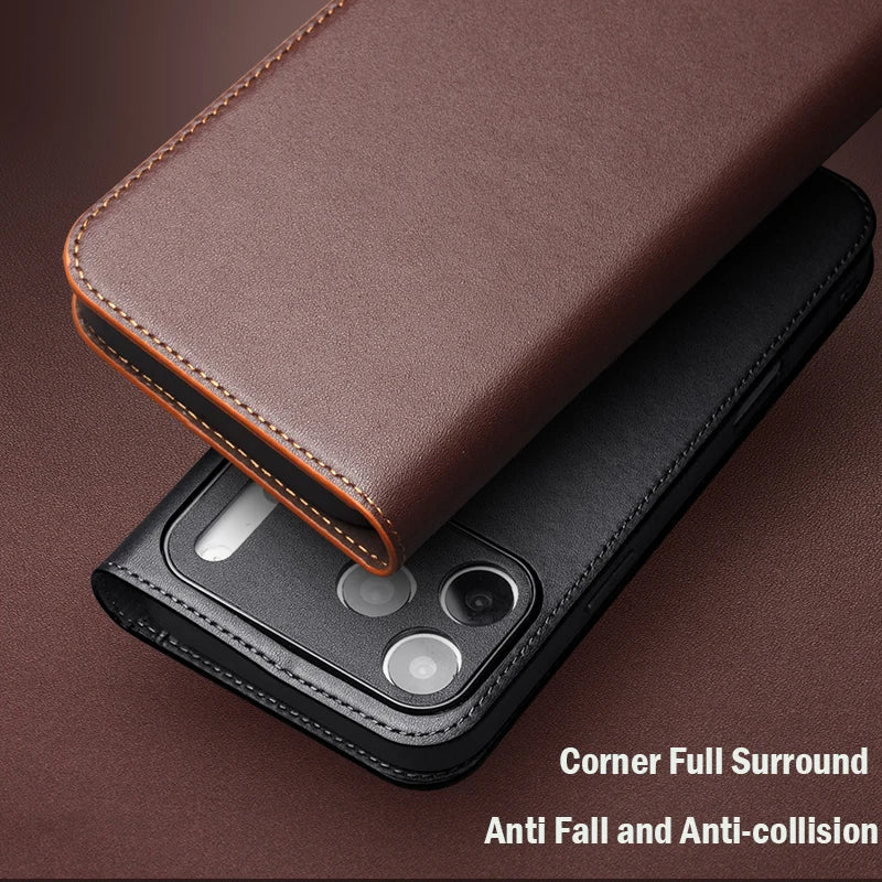 QIALINO Genuine Leather iPhone 17 Handmade Case