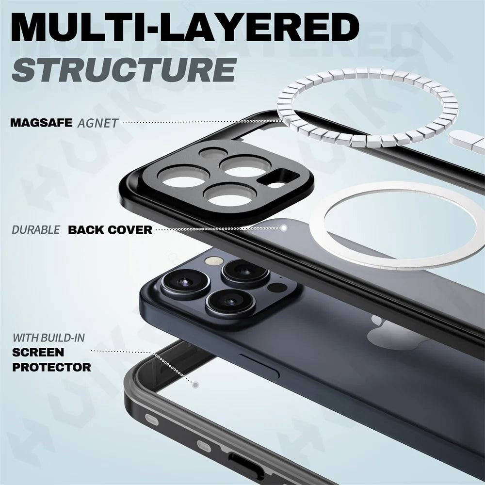 iPhone 16 Pro Max IP68 Protective Waterproof Magnetic Case